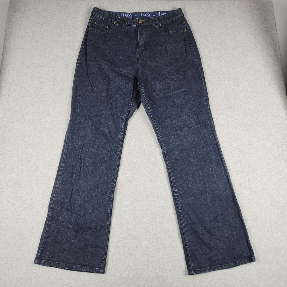 Denim & Co Jeans Womens 14 Blue Cotton Dark Wash 5-Pocket Stretch Straight Leg